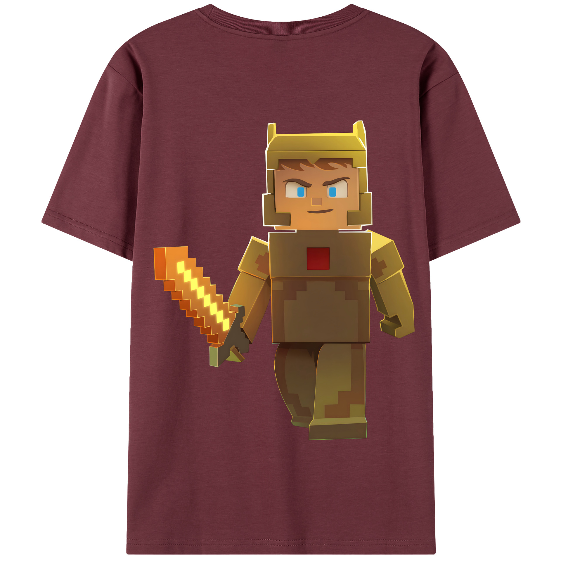（画像用） マインクラフト ブロックの世界 Minecraft MC Block world 綿100％半袖Tシャツ（背面プリント）